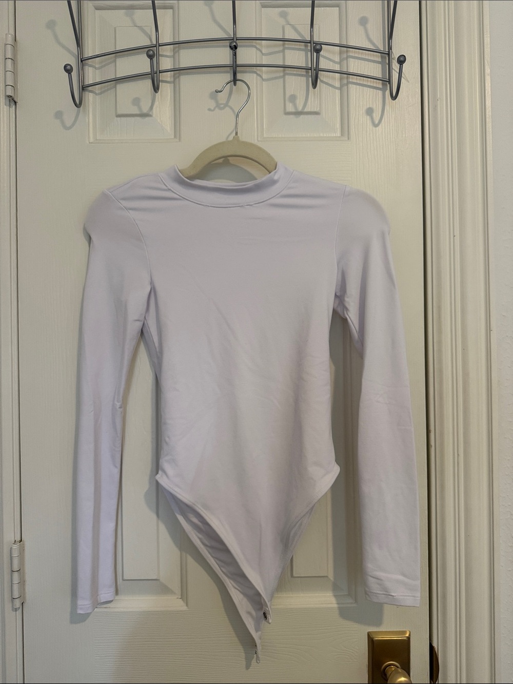 Good American White Long Sleeve Mock Neck Bodysuit